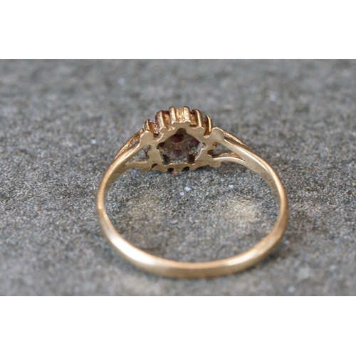 230 - Two ladies hallmarked 9ct gold dress rings with ruby, opal and diamonds.