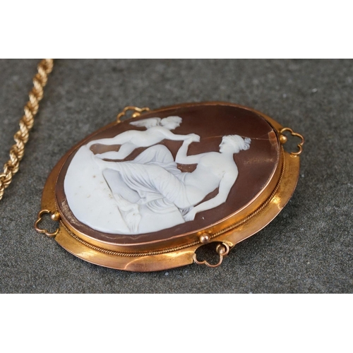 231 - A collection of yellow gold jewellery to include necklace, bracelet, brooch and Albert chain.