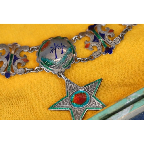 233 - A vintage indian silver and enamel necklace together with a similar bracelet, a 3d coin bracelet and... 