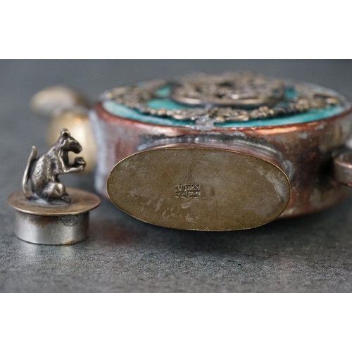 234 - A Japanese novelty table lighter in the form of a camera together with a miniature oriental teapot.
