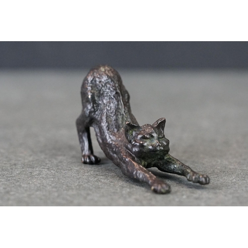 237 - Bronze sculpture of a stretching cat