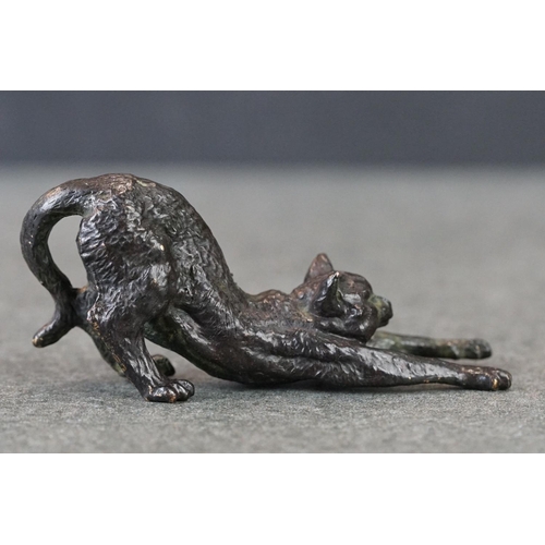 237 - Bronze sculpture of a stretching cat