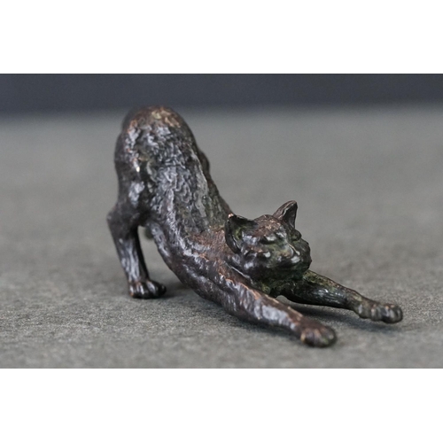 237 - Bronze sculpture of a stretching cat