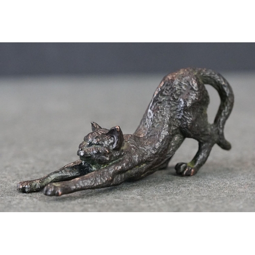 237 - Bronze sculpture of a stretching cat