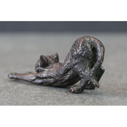 237 - Bronze sculpture of a stretching cat