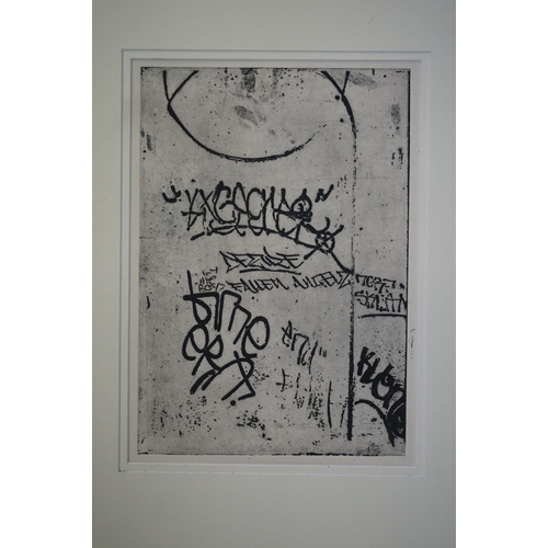 499 - Contemporary Art - Five Elaine Green Prints of Charcoal Drawings depicting Urban Graffiti and People... 