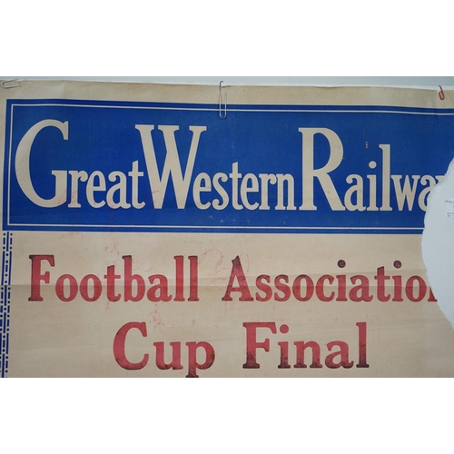 56 - Railway / Football interest - 1920's Original Great Western Railway Travel Poster for Football Assoc... 