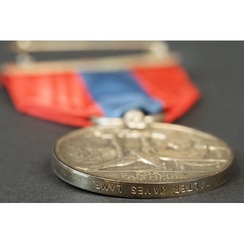 16 - A Full Size British Imperial Service Medal Named And Issued To Walter James Lamb, With Correct And O... 