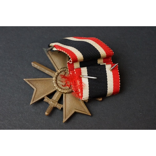 60 - A Full Size World War Two German War Merit Cross With Swords Medal Complete With Correct And Origina... 