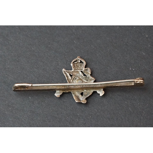 62 - A Sterling Silver Royal Irish Rifles Sweetheart Brooch.