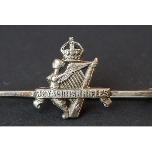 62 - A Sterling Silver Royal Irish Rifles Sweetheart Brooch.