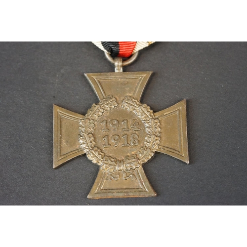 7 - A Full Size German World War One 1914-1918 Honour Cross Without Swords Medal, Maker Marked M. & W. S... 