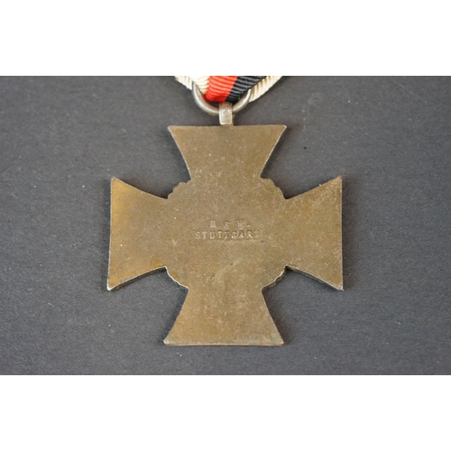 7 - A Full Size German World War One 1914-1918 Honour Cross Without Swords Medal, Maker Marked M. & W. S... 