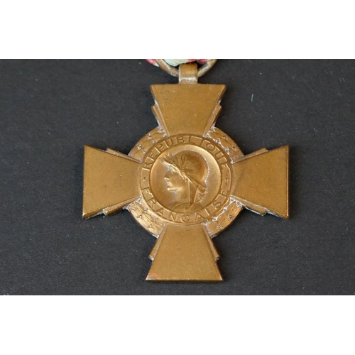 77 - A Full Size World War One French Croix du Combattant Cross Medal Complete With Correct And Original ... 