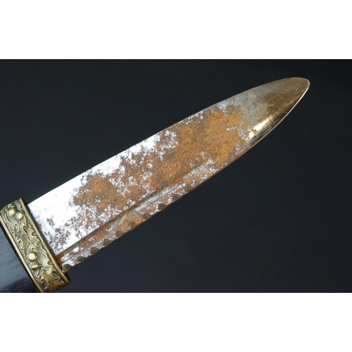 113 - A Scottish Sgian-Dubh Dagger With Fitted Sheath With Royal Scotts Regiment Brass Badge Inlaid To Gri... 