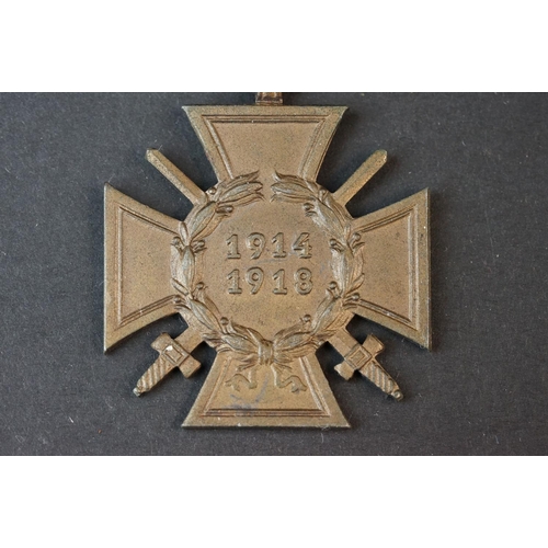 121 - A Full Size World War One German 1914-1918 Honour Cross With Swords Medal, Maker Marked W.K To Verso... 