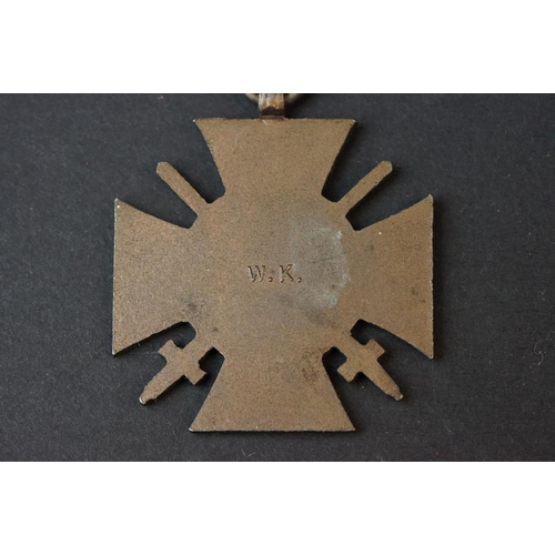 121 - A Full Size World War One German 1914-1918 Honour Cross With Swords Medal, Maker Marked W.K To Verso... 