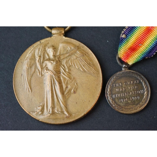 122 - A Full Size British World War One Medal Pair To Include The Great War Of Civilisation Victory Medal ... 