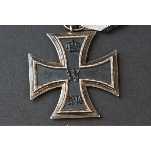 136 - A Full Size World War One German Imperial Iron Cross Medal Complete With Correct Ribbon Together Wit... 