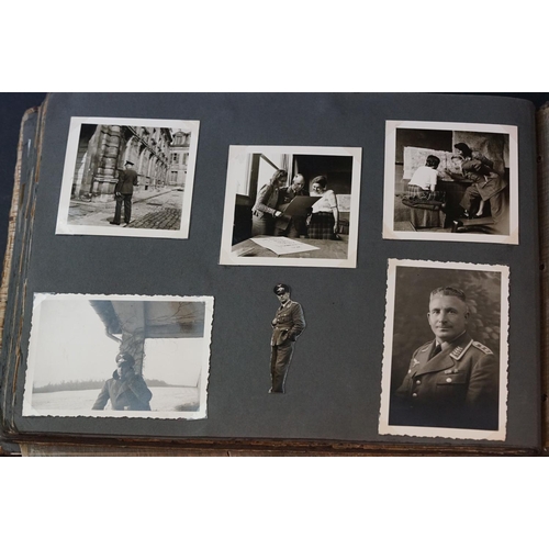 177 - A World War Two German Photograph Album Complete With Contents Of Approx 100 Photographs Belonging T... 