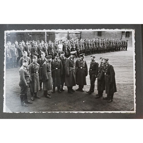 177 - A World War Two German Photograph Album Complete With Contents Of Approx 100 Photographs Belonging T... 