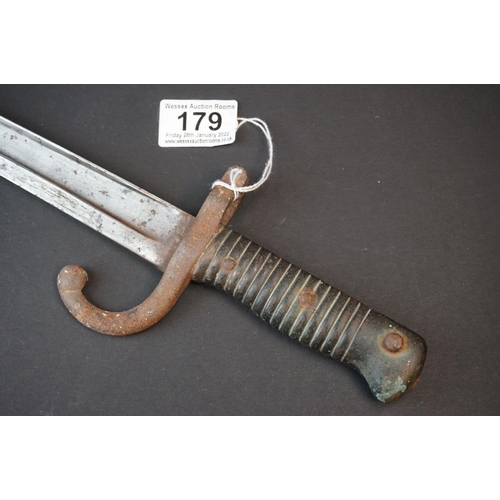 179 - A French Chassepot M1866 Sword Bayonet And Scabbard, This Is The French Yataghan Curved Sword Bayone... 