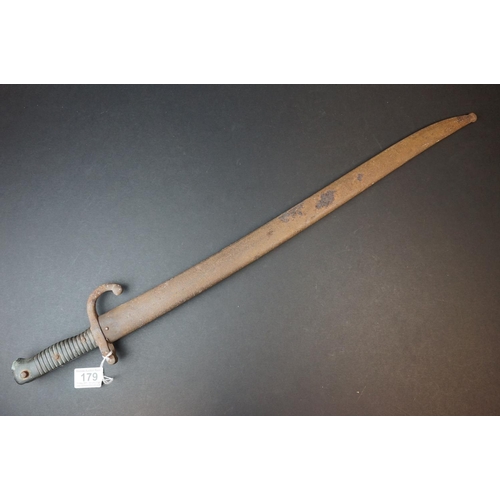 179 - A French Chassepot M1866 Sword Bayonet And Scabbard, This Is The French Yataghan Curved Sword Bayone... 