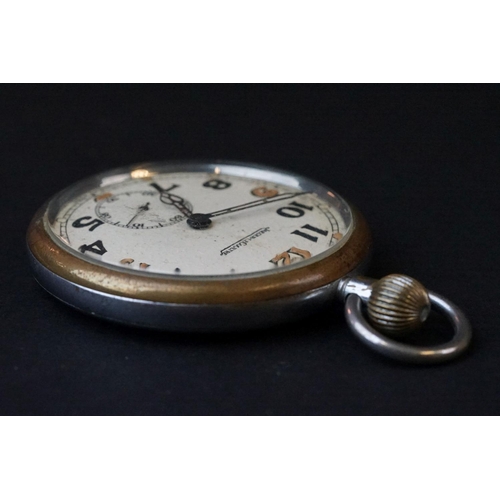 82 - A British Military Issued Jaeger LeCoultre G.S.T.P. Swiss Made Pocket Watch, Marked To Verso G.S.T.P... 