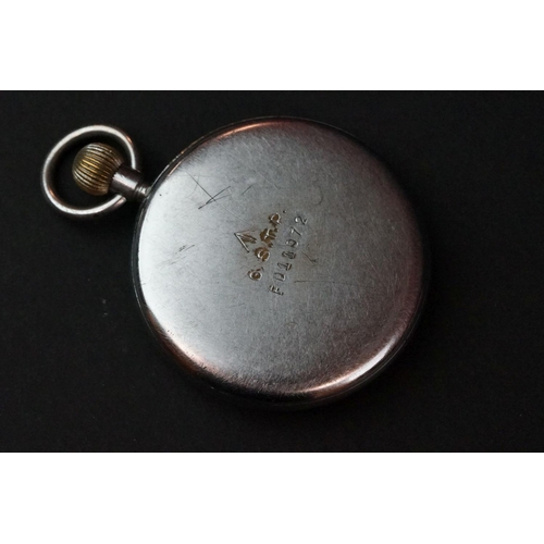 82 - A British Military Issued Jaeger LeCoultre G.S.T.P. Swiss Made Pocket Watch, Marked To Verso G.S.T.P... 