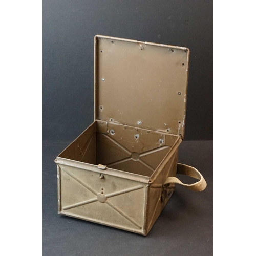 186 - A British Military Square Ammunition Box With Cloth Strap.