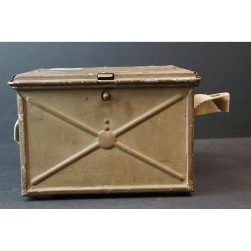 186 - A British Military Square Ammunition Box With Cloth Strap.