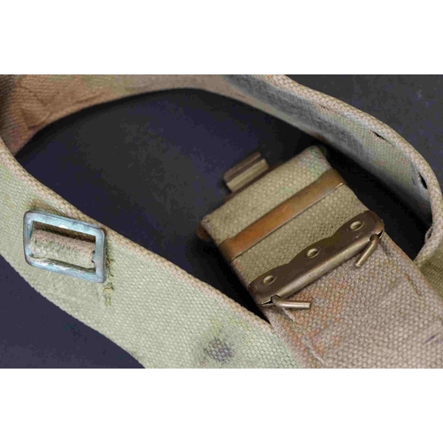 201 - A British World War Two Webbing Belt With A No.4 MK.II Lee Enfield Spike Bayonet With Frog And Scabb... 