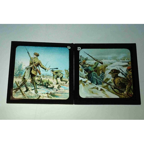 355 - A Collection Of Approx Fifty Early 20th Century Military Glass Magic Lantern Slides To Include World... 