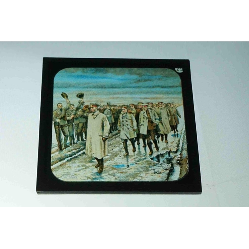 355 - A Collection Of Approx Fifty Early 20th Century Military Glass Magic Lantern Slides To Include World... 