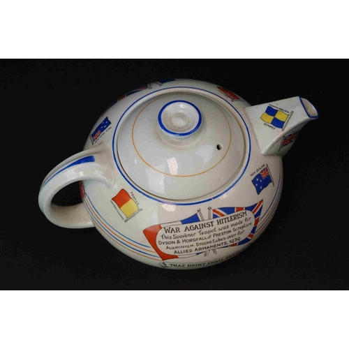 356 - A White China Teapot With Transfer Printed “Liberty And Freedom” And Various Commonwealth Flags. The... 