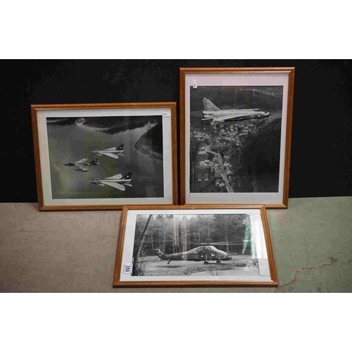 359 - Three Framed And Glazed Military Royal Air Force Photographs Of Aircraft.