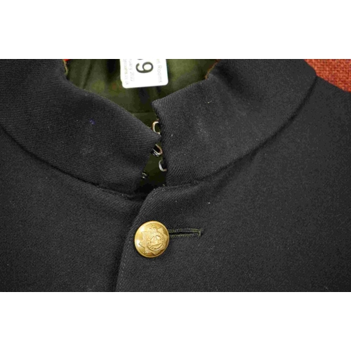 369 - A British c.1930's Black Officers No.1 Dress Tunic With Kings Crown Devonshire Regiment Buttons.