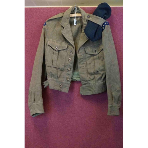 374 - A British 1949 Dated Army Serge Battledress Blouse With Original R.A.S.C. / Royal Army Service Corps... 