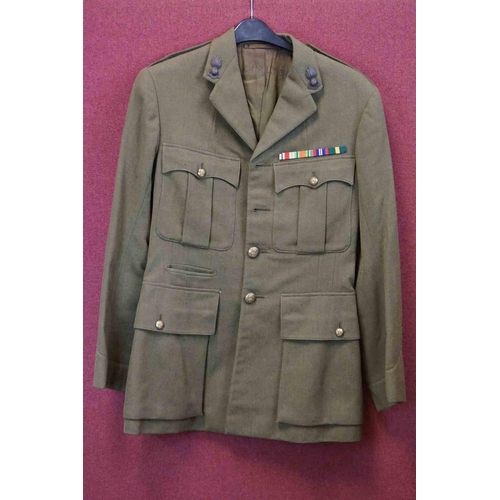 375 - A British 1943 Dated Royal Artillery Regiment Officers Service Dress Tunic, Kings Crown Regimental B... 