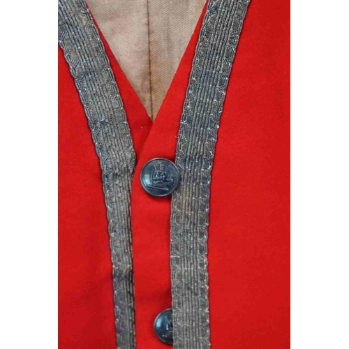 415 - An Early Military Red Waistcoat With Silver Braiding.