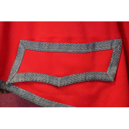 415 - An Early Military Red Waistcoat With Silver Braiding.