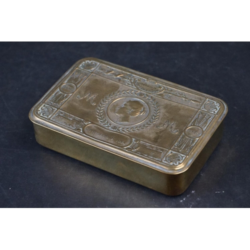 110A - A British World War One Princess Mary Christmas 1914 Brass Gift Tin.