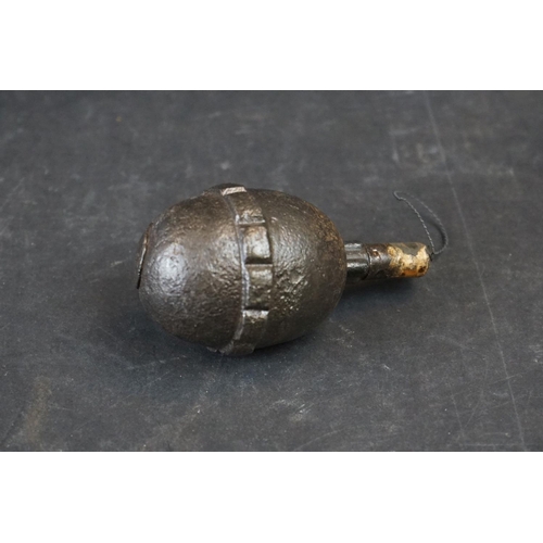 125A - A World War One German Inert Egg Grenade With Friction Fuse.