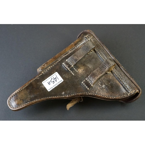 145A - A World War One German Officers Luger Pistol Holster In Brown Leather, Dated 1916 With Makers Mark.