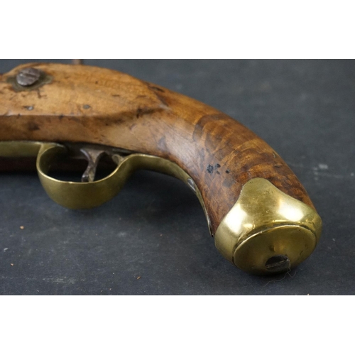 160A - An Antique 19th Century percussion cap Pistol With Brass Fitting.