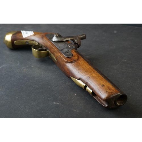 160A - An Antique 19th Century percussion cap Pistol With Brass Fitting.