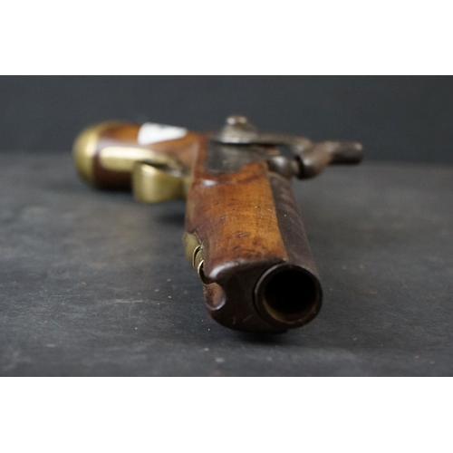 160A - An Antique 19th Century percussion cap Pistol With Brass Fitting.