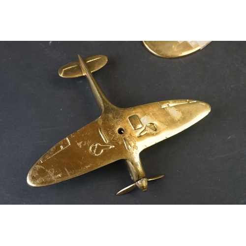 428 - A Brass Cast Model Of A Spitfire Complete With Stand By Bates Of Birmingham.