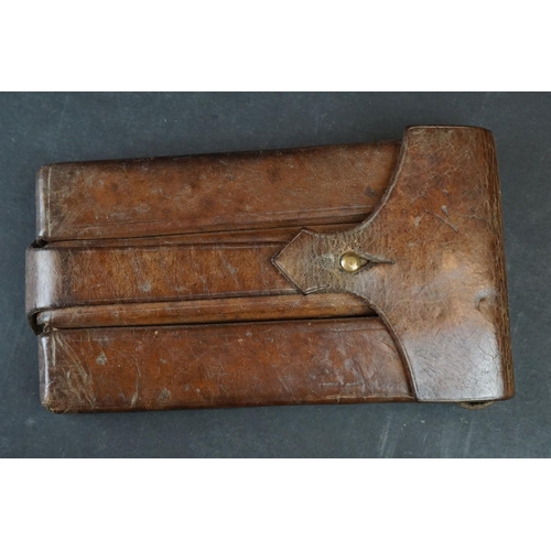 65A - A World War Two German Brown Leather MP34 Machine Gun Magazine Pouch / Case.