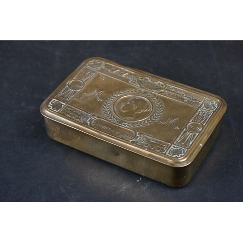 90A - A British World War One Princess Mary Christmas 1914 Brass Gift Tin.